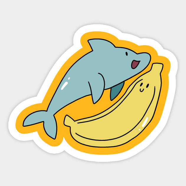 Dolphin and Giant Banana Dolphin Sticker TeePublic